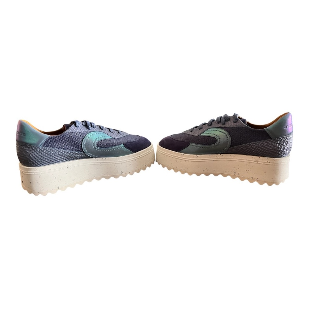 Clergerie Awake Platform Sneakers Azure Iridescent Lambskin EU 38/US 7.5 New - Picture 7 of 14